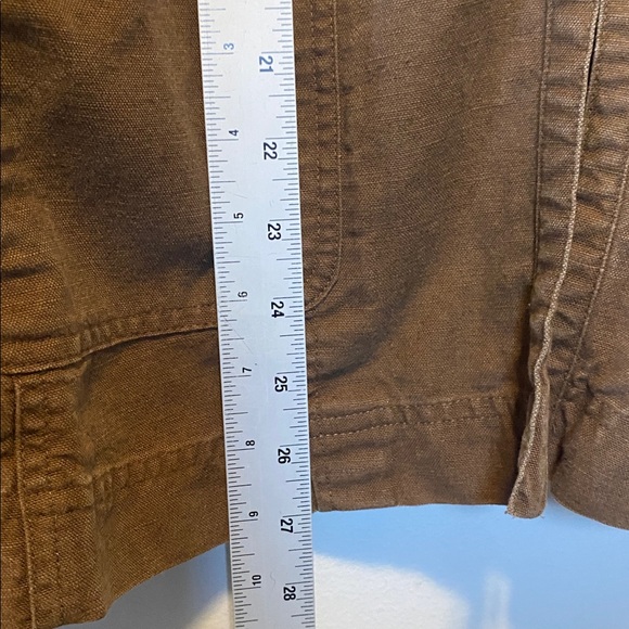 J Jill Linen Blend Jacket Women’s Medium Brown Lightweight Hidden Button Coat - Picture 14 of 15